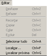 IV EDITAR 1 - Desfazer, Refazer Desfazer ou refazer uma última ação. (Este item só fica ativo depois da realização de uma ação).