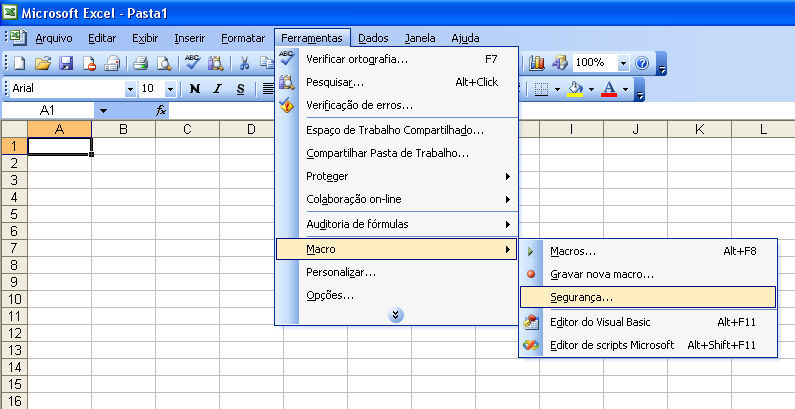 Por esse problema o Excel vem equipado com uma ferramenta de segurança que permite ou não a