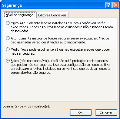 22 Uma problemática do uso do VBA é a susceptibilidade perante a ameaça de vírus informáticos.