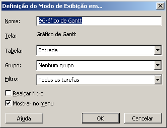 Criar e Modificar Modos de Exibição Use a caixa de diálogo Definições do Modo de Exibição para criar, rever ou alterar uma definição do modo de exibição.