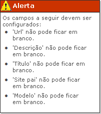 Exibir na barra de links superior do site pai Esta opção exibe um link para o site criado na navegação superior do site pai.