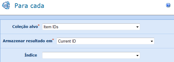 Para alterar as definições utilizadas pela ação, à esquerda clique na barra de título da ação para ativar um drop-down depois selecione "Configurar" ou clique duas vezes ícone da ação.