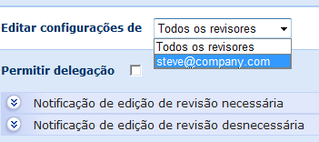 Ao alterar esta configuração do padrão "todos os revisores" você está Configurando opções de notificação separada para cada revisor na lista.