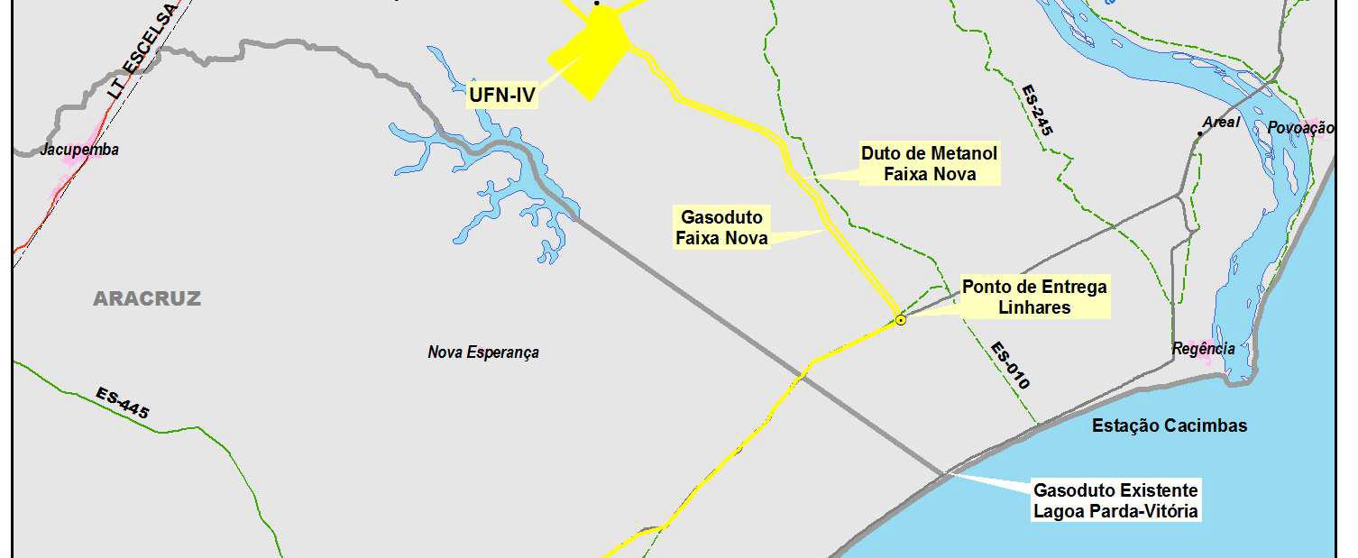 MAPA 4 - Localização e componentes do Complexo Gás-químico UFN-IV Fonte: RIMA da BABR, Bourscheid,