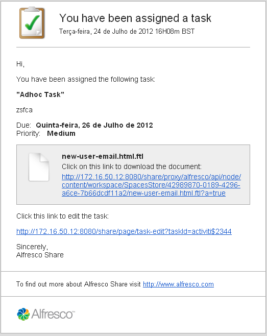 6. Adoção das Soluções no DI-ESTGV o mail.encoding=utf-8 o mail.protocol=smtp o mail.smtp.auth=true Configurar o subsistema de e-mail do Alfresco no ficheiro outboundsmtp.