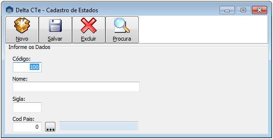 3.4. CADASTRO DE LOCALIDADES 3.4.1 Cadastro de Países 1- Código- Gera automático.