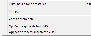 Texto estático e variável Toner transparente no VPP.