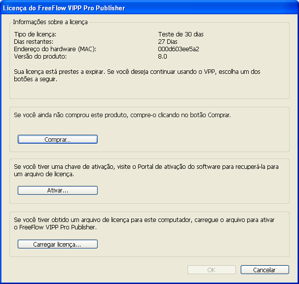 Instalação do VIPP Pro Publisher Licenças Compra do VPP na Xerox estore Os clientes nos Estados Unidos podem comprar o VIPP Pro Publisher com um cartão de crédito; isso pode ser feito no Xerox estore