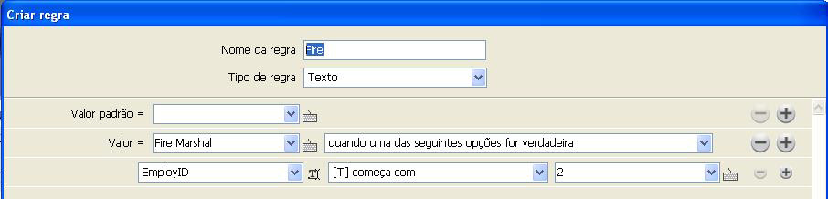 Sugestões e dicas Crie uma Regra para inserir texto A Regra deve ter esta aparência: 3. Clique em OK para salvar essa Regra.