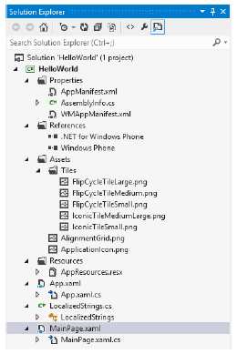 36 Ao criar-se um projeto baseado num template, o Visual Studio disponibiliza uma série de arquivos básicos para o funcionamento do aplicativo.
