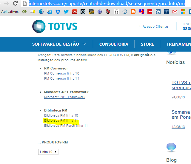 2. Instalação 2.1 RM Utilizar a versão 11.82.26.108 (ou superior) A versão 11.80 da linha RM utiliza internamente o novo modelo de estoque/compras e financeiro.