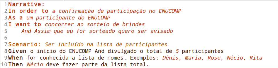 58 BDD Estória 1 Uma narrativa simples: uma confirmação de