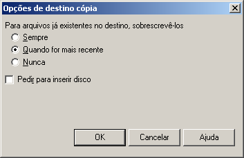 50 S.O.S BACKUP - DR - Pedir para inserir disco: define se o S.O.S Backup deve ou não pedir o disco de destino ao fazer o backup (quando o destino estiver localizado em um drive de disco removível - disquete, Zip Drive, etc).