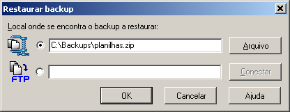70 S.O.S BACKUP - DR onde E é a unidade de CD/DVD e onde será criado o arquivo Backup.zip ) que conterá todos os arquivos backupeados.