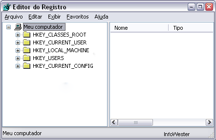 Registro do Windows O Registro é um banco de dados utilizado para armazenar informações sobre o hardware e software relativos ao sistema operacional