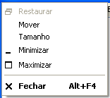 Dicas: Para ativar este menu usando o teclado: Tecle ALT+Barra de Espaço. Um duplo clique neste menu fecha (sai) do programa. Botão Minimizar: Ao clicar neste botão a janela irá reduzir.