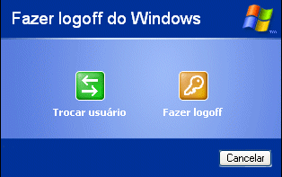 Este caso é também para a troca de usuário. A grande diferença é que, ao efetuar o logoff, todos os programas do usuário atual serão fechados, e só depois aparece à janela para escolha do usuário.