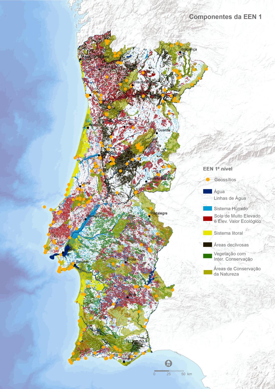 ESTRUTURA ECOLÓGICA NACIONAL EEN 1º Nível - Componentes % da Área País 2 % 11 % 3 % 28 %