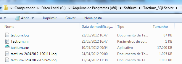 Que arquivos devo coletar para o Tactium CRManager Observando o caminho de acordo com o servidor em uso, coletar os seguintes arquivos de log para o caso apresentado acima: <Caminho>\Softium\<Tipo