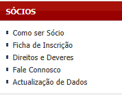 7.2.2. Menu Sócios No menu Sócios (figura 19), situado à esquerda e que aparece em todas as páginas, temos os itens Como ser Sócio, Ficha de Inscrição, Direitos e Deveres e Fale connosco, como