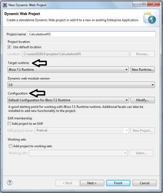 Figura 4: Criação de um Dynamic Web Project no Eclipse Após a criação do nosso projeto, vamos seguir os seguintes passos: 1. Criar um pacote denominado aula.pratica.dominio; 2.