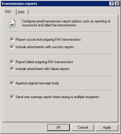 Screenshot 73: Opções de relatórios de transmissão de fax 2.