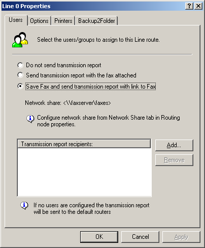Screenshot 103: Usuários a quem rotear faxes recebidos 1.