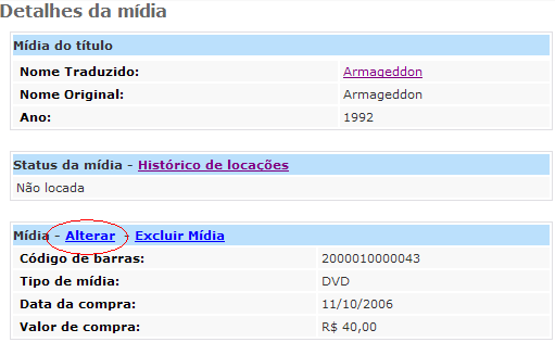 Figura 45: Adicionar Mídias O sistema então enviará o usuário para a tela de cadastro de mídias.