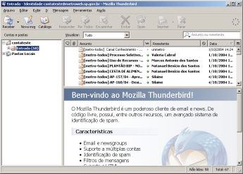O Mozilla Thunderbird será aberto, fazendo o download de todas as mensagens que estiverem no servidor de email.