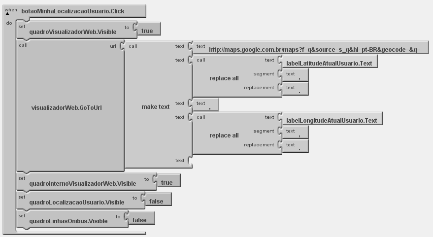 52 O bloco exibido na Figura 47 atribui às informações da localização geográfica aos componentes do tipo Label, que as exibem na tela.