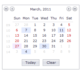 DevExpress Calendário <dx:aspxcalendar ID="calendar" runat="server" HighlightToday="true"
