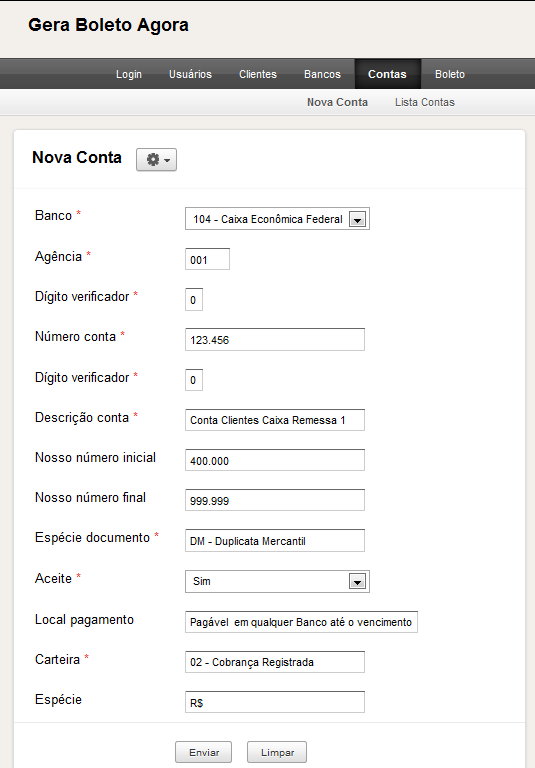 159 dados, com isto, será lançada uma exceção a fim de exibir uma mensagem de erro ao usuário: Conta já cadastrada!