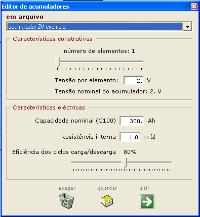 Manual SolTerm 49/73 8.4. Armazenamento Em sistemas com armazenamento de energia (sistemas autónomos) é necessário indicar o modelo de acumulador e o número de acumuladores.