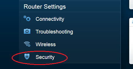 Etapa 2: Aplique as configurações de firewall e de encaminhamento de porta. a. Na página inicial do Linksys Smart Wi-Fi, clique na opção Security.