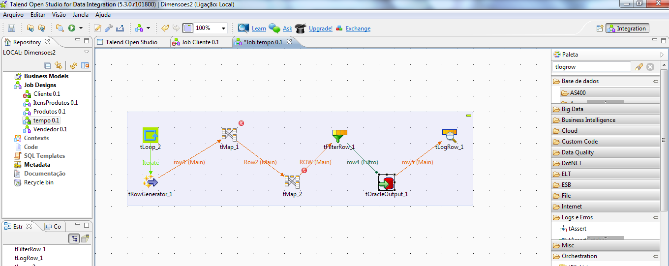 97 Fonte: Extraído da Ferramenta Talend Open Sudio. Figura 10. Configuração do conector para conexão com o banco de dados. Fonte: Extraído da Ferramenta Talend Open Studio. 4.