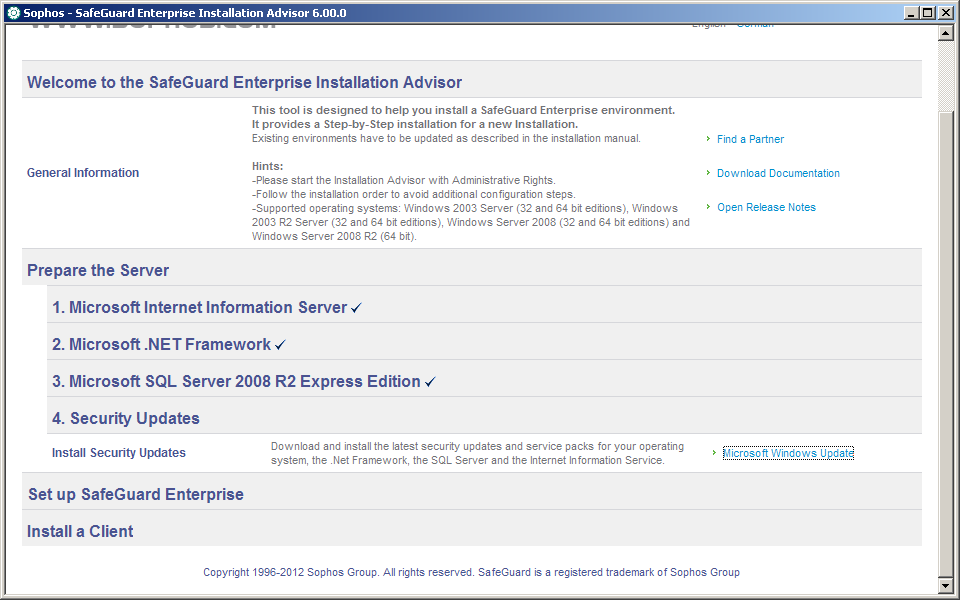 3.11. Após a conclusão da instalação do Microsoft SQL Server, clique em 4. Security Updates.