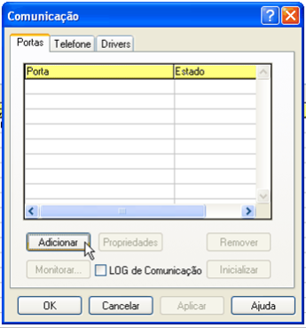 Configuração de um adaptador RDIS Menu Configuração > Comunicação Ou no botão, ferramentas da barra de Clique no