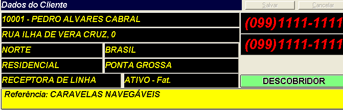 Página 28 de 43 Ficha do Cliente Capítulo 12 Ao selecionar um cliente utilizando a pesquisa (F7) ou clicando duas vezes sobre o mesmo, temos a ficha do cliente com seus dados cadastrais.