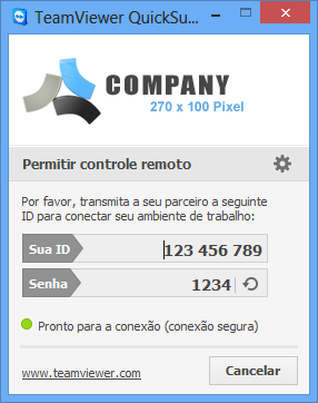 Módulos do TeamViewer Observação: Quando criar um módulo QuickSupport personalizado em nosso website, você tem a opção de inserir informações sobre sua conta TeamViewer.