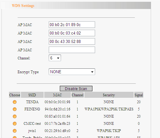 AP MAC Address: Introduza o endereço MAC do dispositivo sem fio do terminal. Endereço MAC sem fios também pode ser denominado como BSSID.