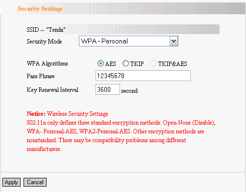 WPA Algorithms : Fornece TKIP [Temporal Key Integrity Protocol] ou [AES Advanced Encryption Standard]. Frase de Passagem: Digite os caracteres criptografados com 8-63 caracteres ASCII.