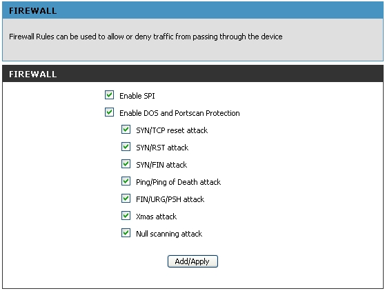 Firewall As regras de firewall no Router são colocadas para permitir ou proibir tráfego específico de qualquer interface na WAN ou LAN.