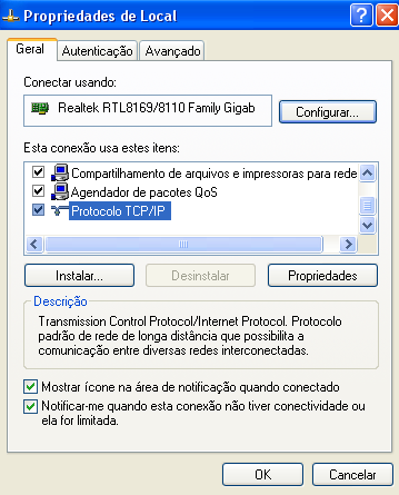 Após clicar com o botão direito do mouse e entrar nas propriedades de sua conexão local.