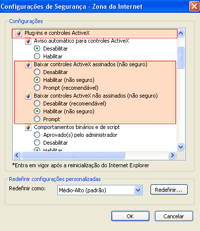6.Configuração do Internet Explorer: 6.