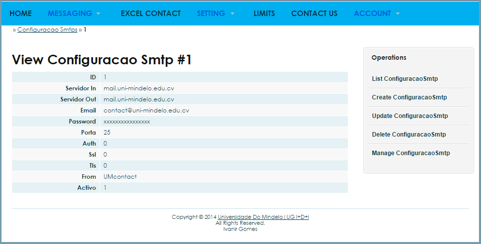 Figura 23 - Configuração da comunicação SMTP 4.1.9.