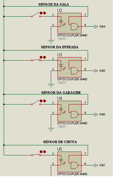 86 Figura 5.9 Acopladores ópticos. Fonte: Própria. Já os Led s e o motor representam as saídas do sistema implementado. E cada Led tem a sua função (FIG.5.10).