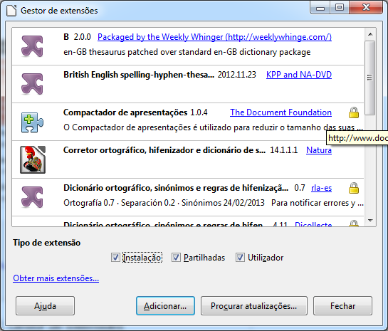 Dica Para obter extensões que estão listadas no catálogo pode abrir o Gestor de extensões e pressionar a ligação Obter mais extensões.... Não necessita de as descarregar separadamente.