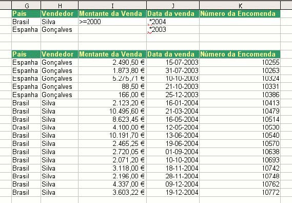 No caso de se pretender que os resultados apareçam sobre o próprio intervalo de dados, com ocultação de linhas, e não copiados para uma zona distinta da folha de cálculo, então será pouco