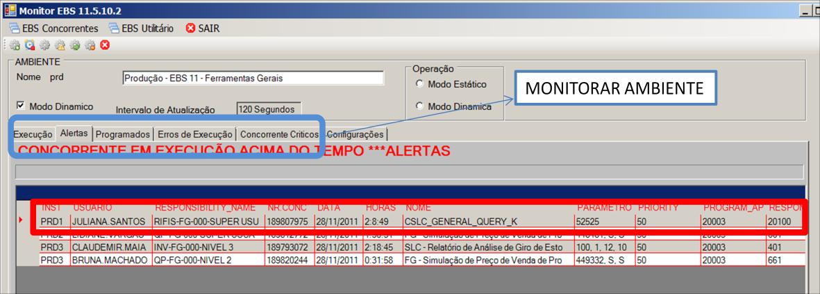 Figura 9 Interface de configuração da ferramenta desenvolvida A Figura 10 está exemplificada nos dados obtidos através do aplicativo e identifica a implementação na ferramenta do caso de uso