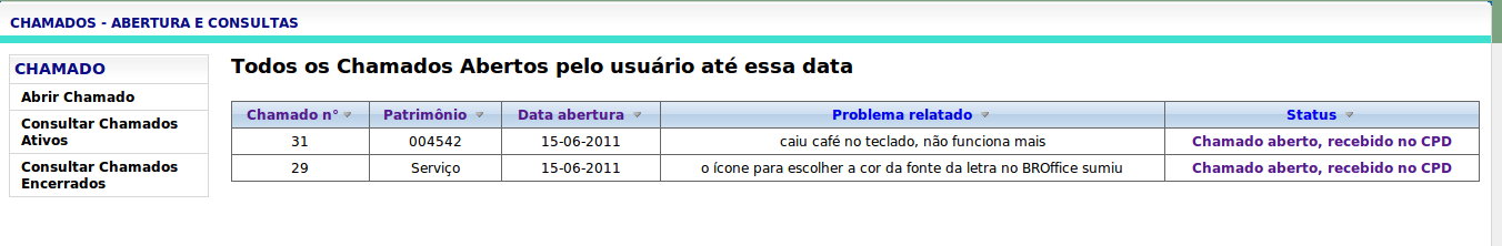 Ilustração 4: b) Consultar o Chamado aberto e seu status para saber a quantas anda o chamado aberto.